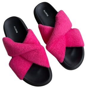 EUC Anthropologie Maeve Terry Slide Sandals Pink Size 8
